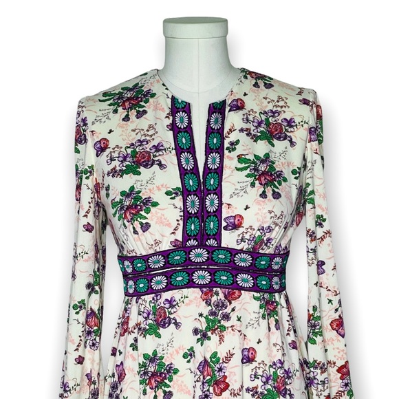 Vintage 70s This Is Yours San Francisco Butterfly Print Maxi Dress ILGWU Size XS - Picture 3 of 15